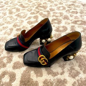Gucci Mid pearl Heel loafers, 36.5 very lightly worn